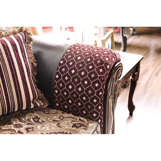 Quirino Burgundy/Dark Brown Love Seat - Just Furniture (PA) - Multi Location