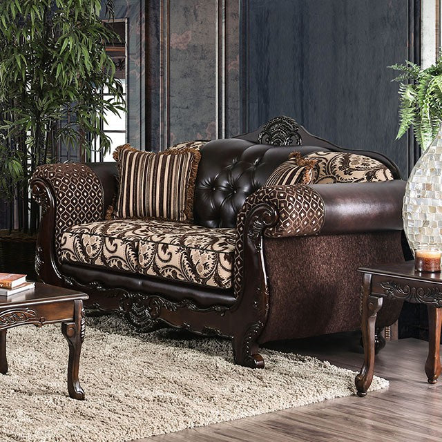 Quirino Light Brown/Dark Brown Love Seat - Just Furniture (PA) - Multi Location