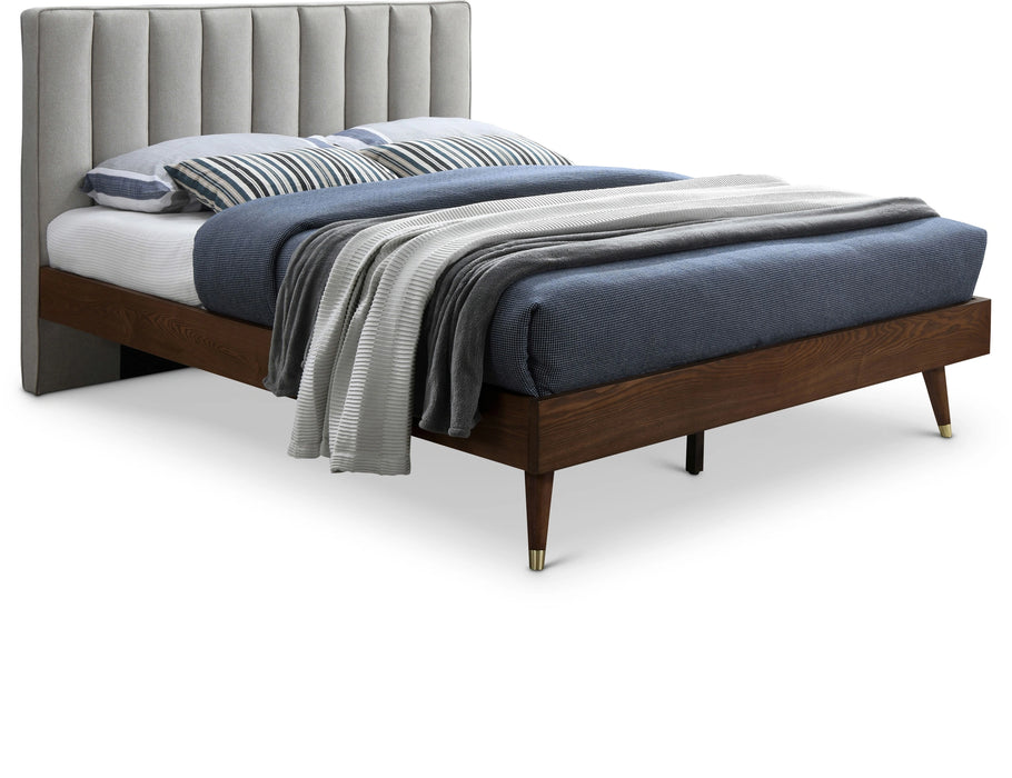Vance Beige Linen Fabric Queen Bed (3 Boxes)