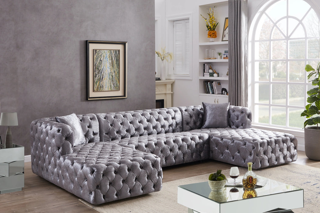 Coco Grey Velvet 3pc. Sectional (3 Boxes)