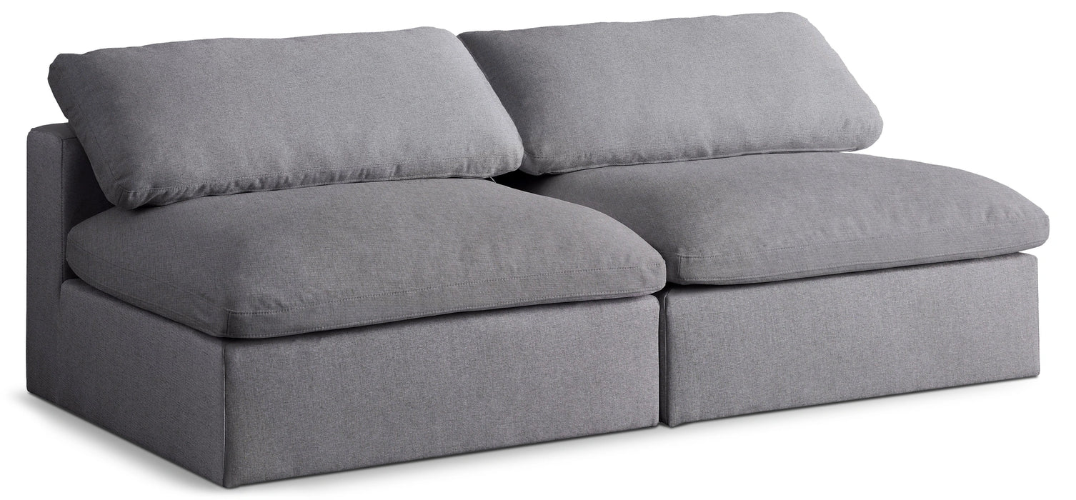 Serene Grey Linen Fabric Deluxe Cloud Modular Armless Sofa
