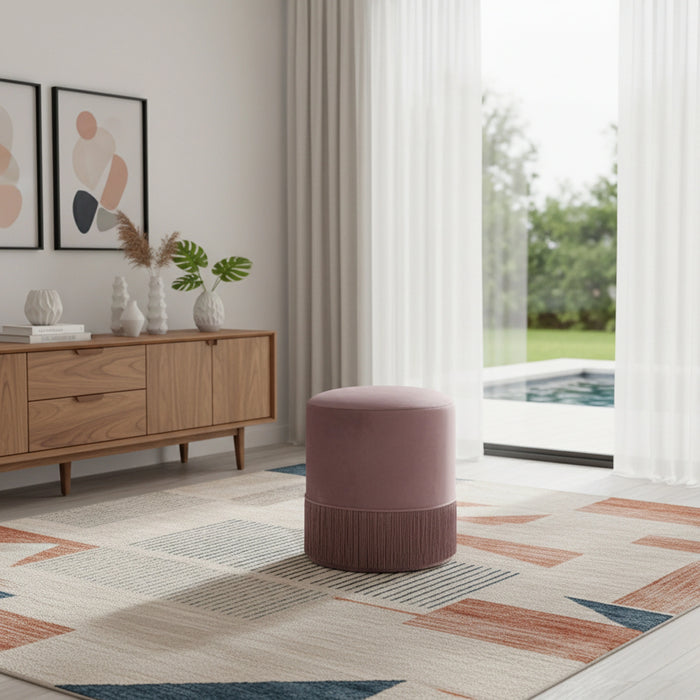 Teddy Pink Velvet Ottoman/Stool
