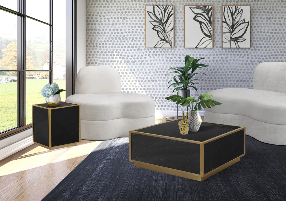 Glitz Black Faux Marble End Table