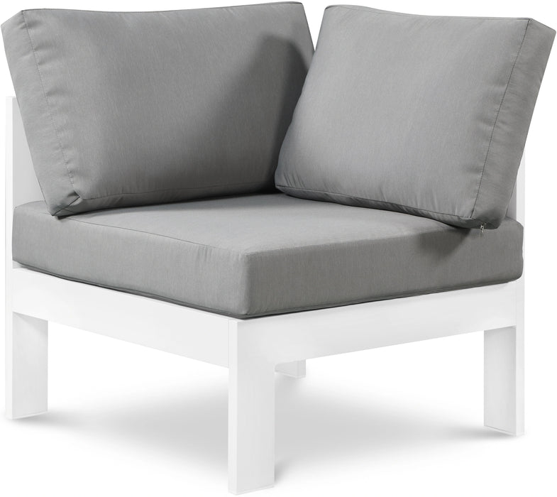Nizuc Grey Waterproof Fabric Outdoor Patio Aluminum Corner Chair