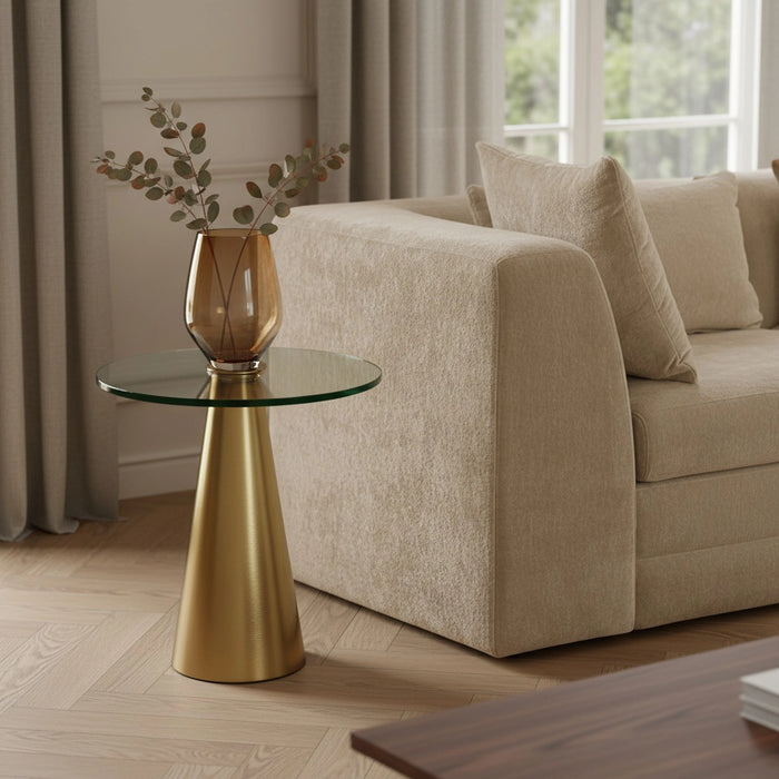 Glassimo Brushed Gold End Table
