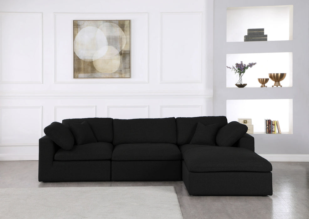 Serene Black Linen Fabric Deluxe Cloud Modular Sectional