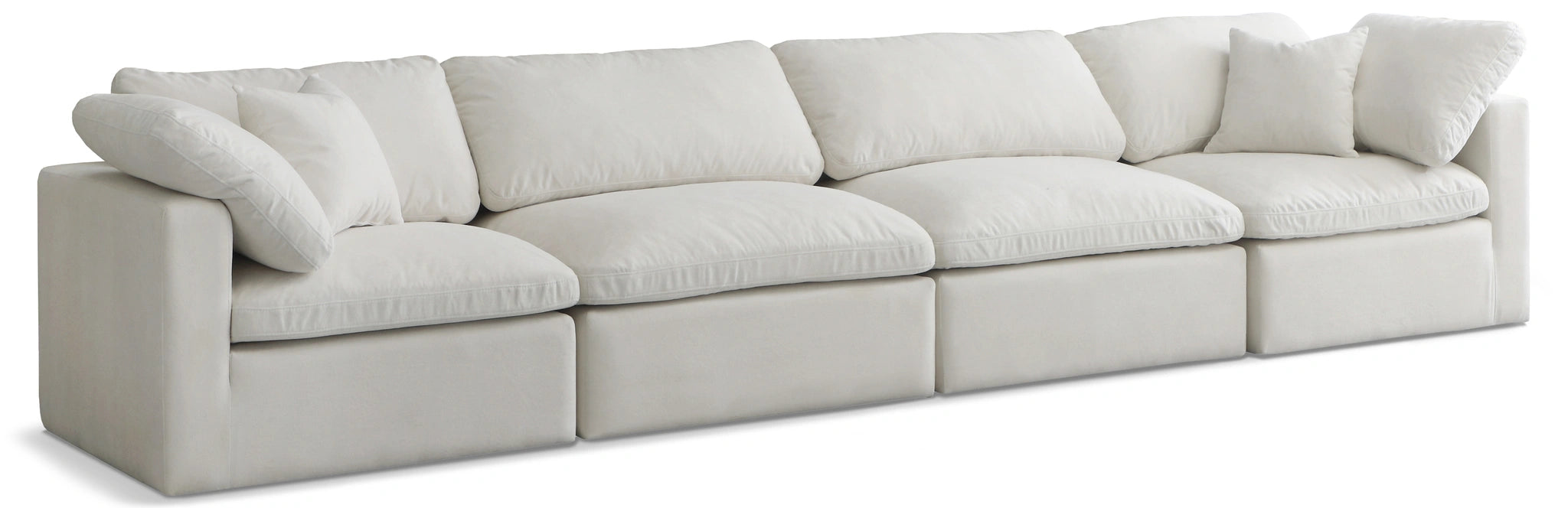 Plush Cream Velvet Standard Cloud Modular Sofa