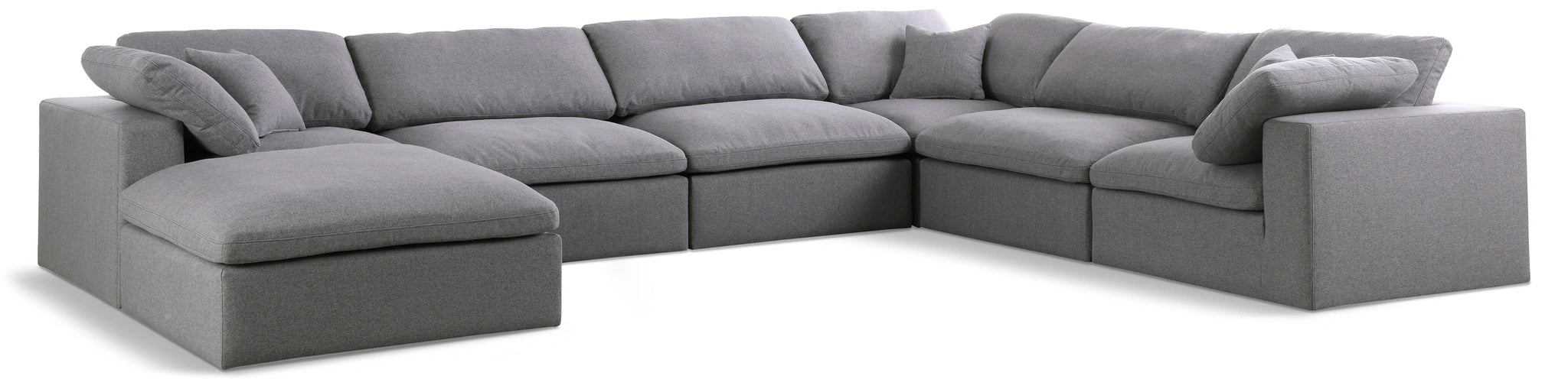Serene Grey Linen Fabric Deluxe Cloud Modular Sectional