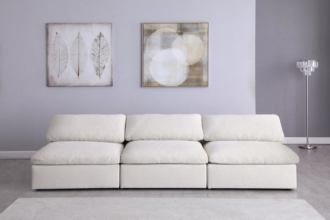 Serene Cream Linen Fabric Deluxe Cloud Modular Armless Sofa