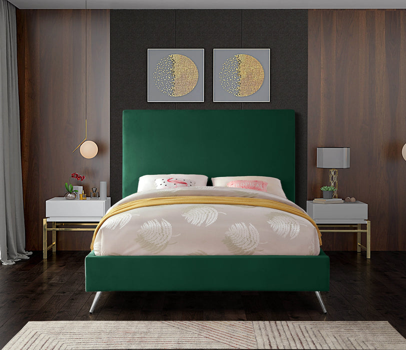Jasmine Green Velvet King Bed
