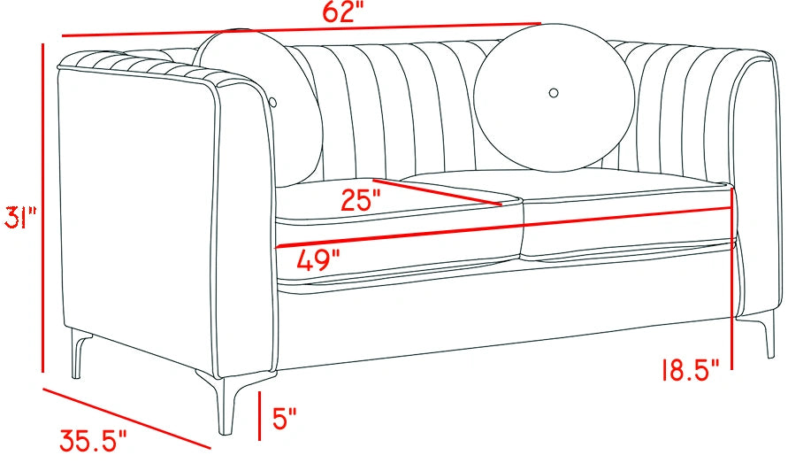 Isabelle Burgundy Velvet Loveseat