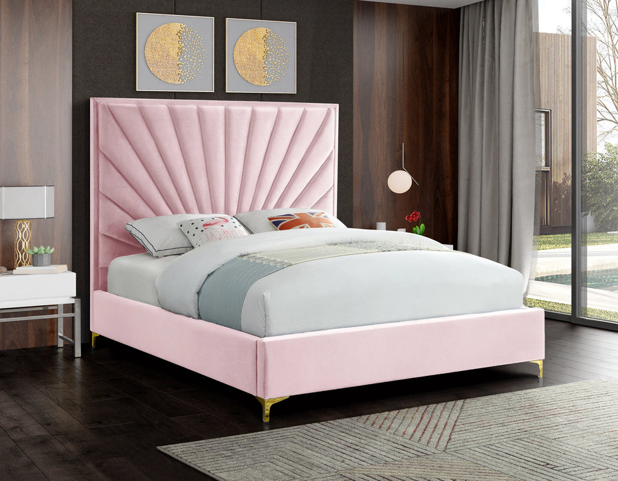 Eclipse Pink Velvet Queen Bed