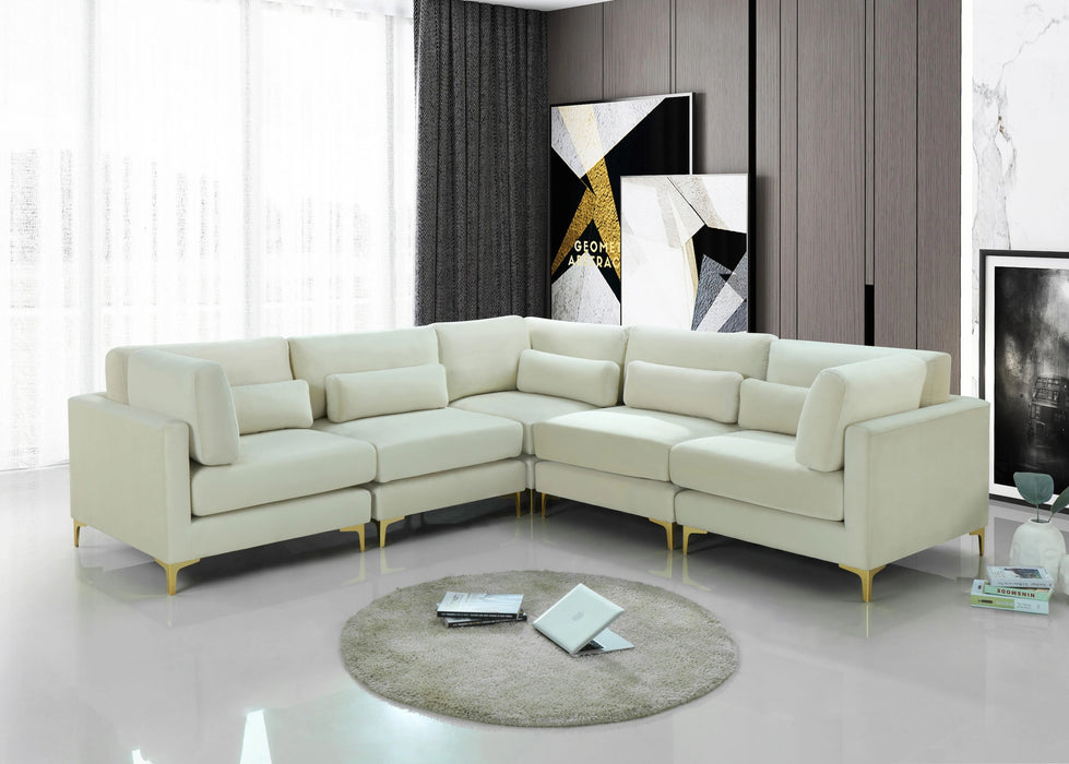 Julia Cream Velvet Modular Sectional (5 Boxes)