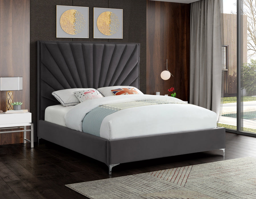 Eclipse Grey Velvet Full Bed