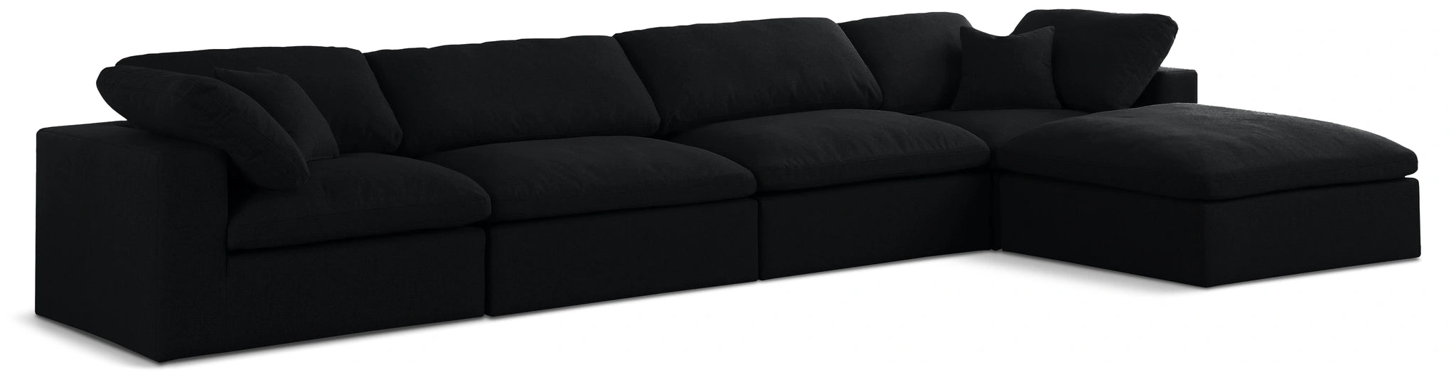 Serene Black Linen Fabric Deluxe Cloud Modular Sectional