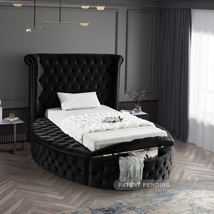 Luxus Black Velvet Twin Bed (3 Boxes)