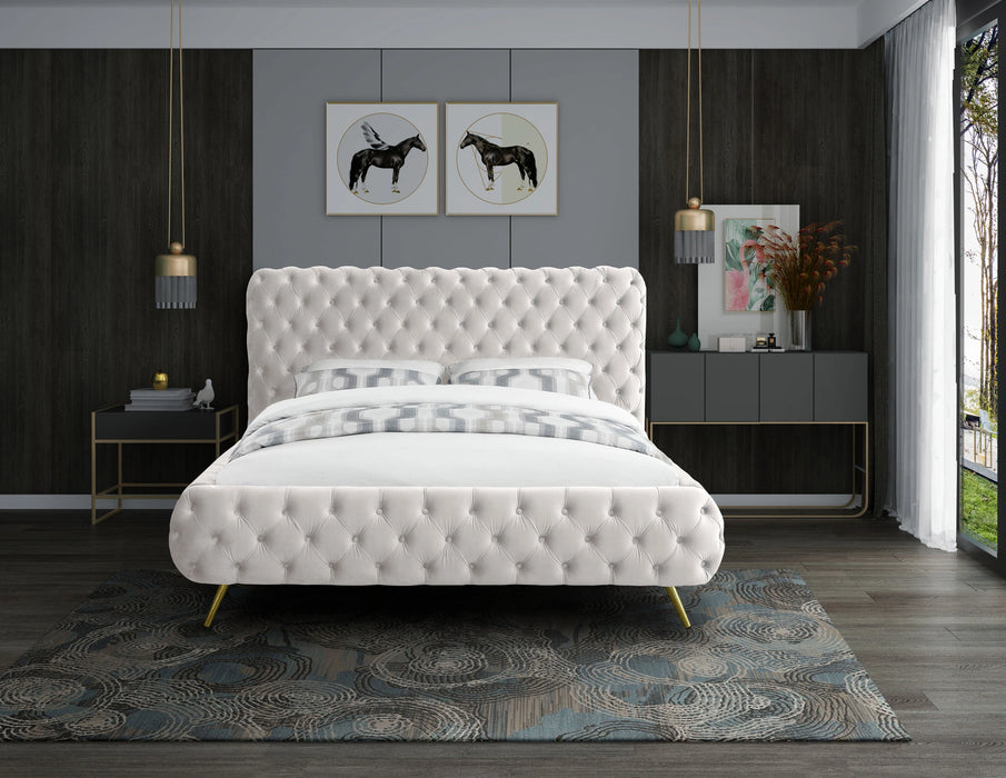 Delano Cream Velvet Queen Bed