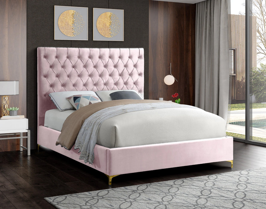 Cruz Pink Velvet Full Bed