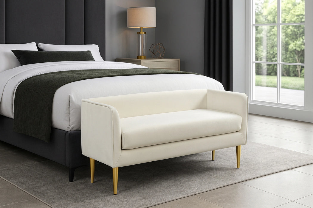 Audrey Cream Velvet Bench