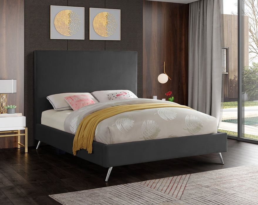 Jasmine Grey Velvet Queen Bed