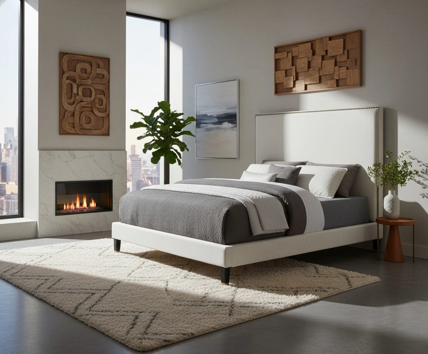 Harlie Cream Velvet King Bed