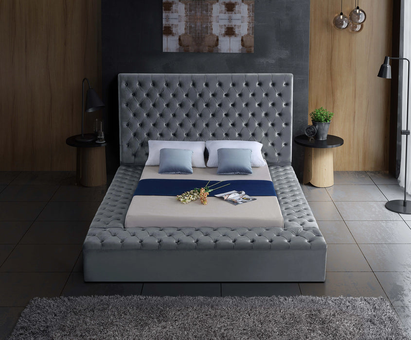 Bliss Grey Velvet King Bed (3 Boxes)