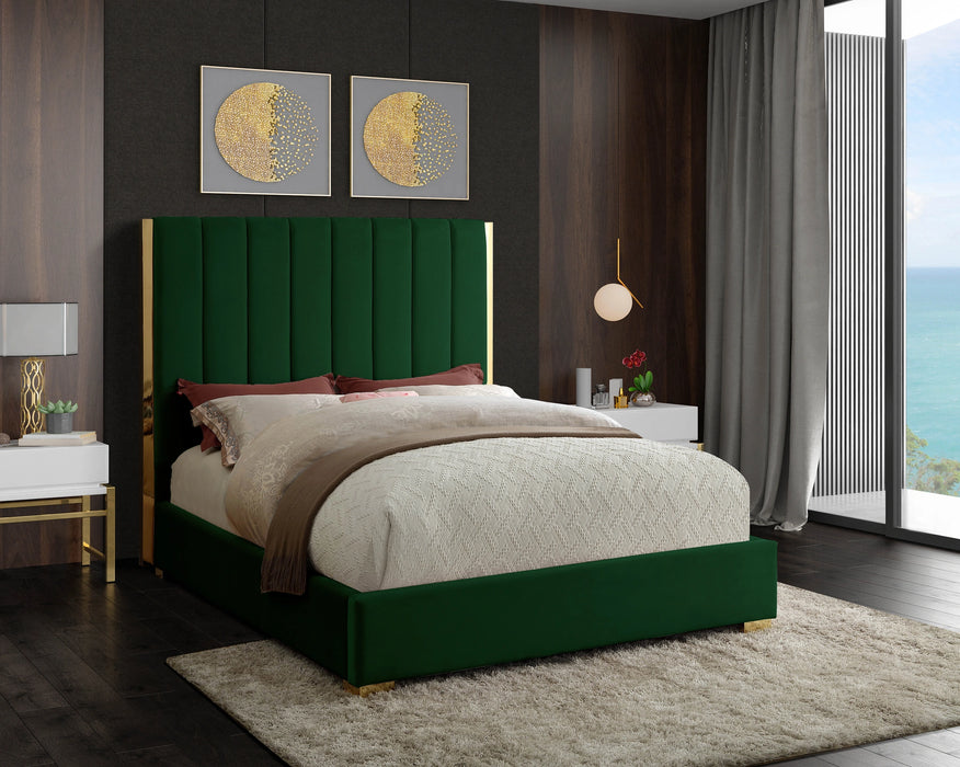 Becca Green Velvet Queen Bed