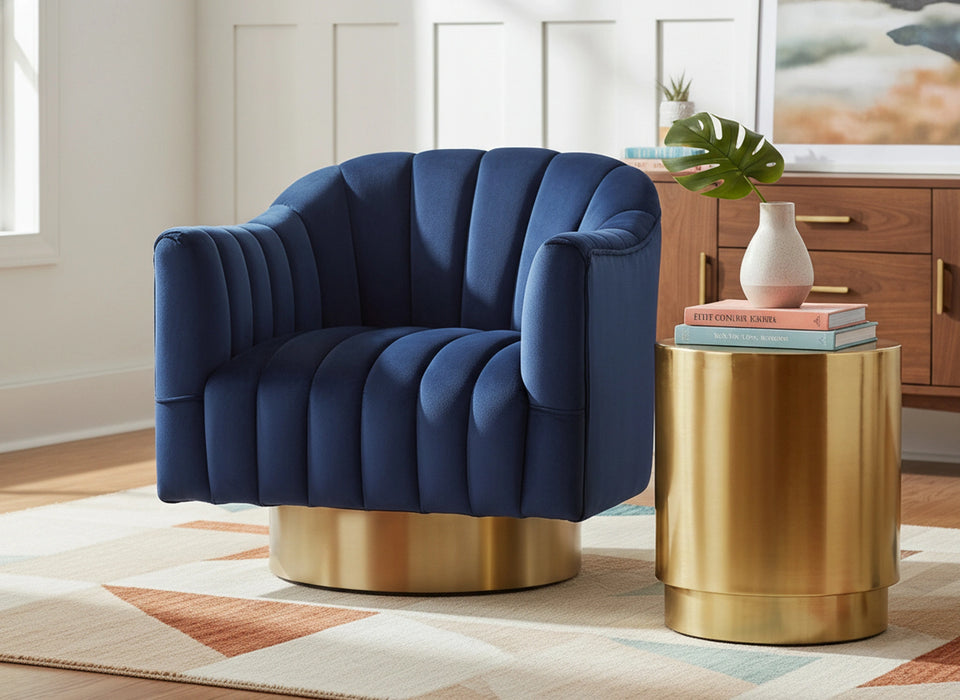 Farrah Navy Velvet Accent Chair