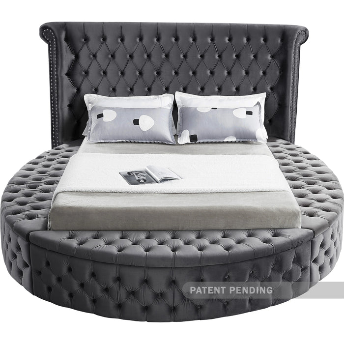 Luxus Grey Velvet Queen Bed (3 Boxes)