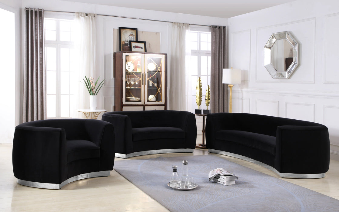 Julian Black Velvet Loveseat