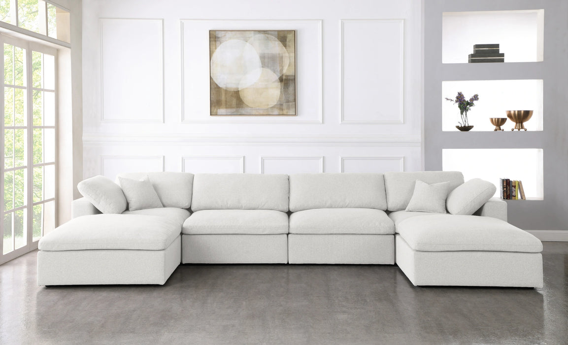 Serene Cream Linen Fabric Deluxe Cloud Modular Sectional