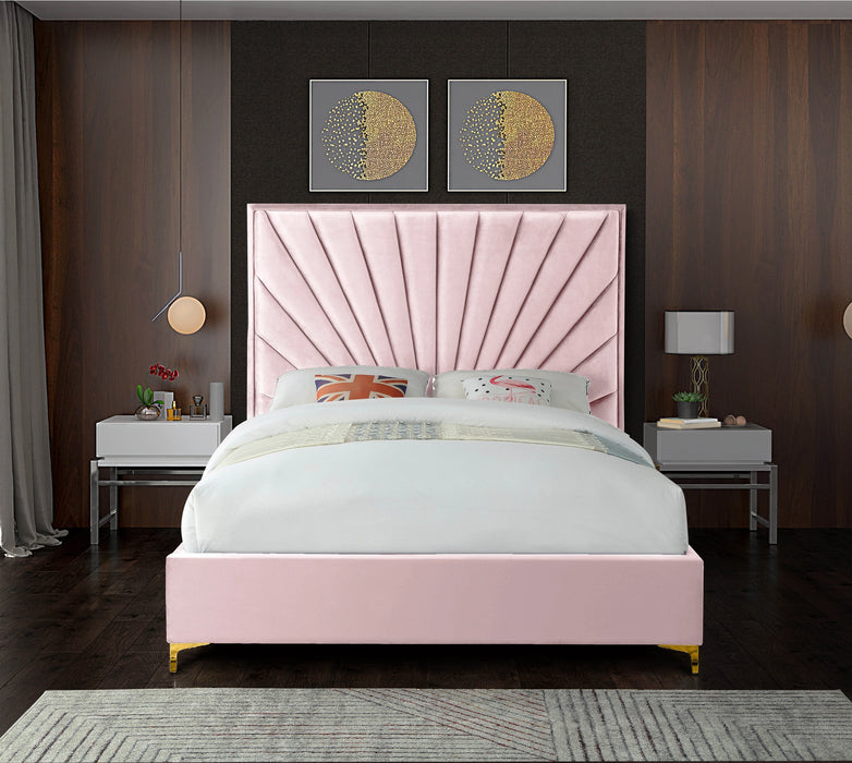 Eclipse Pink Velvet King Bed