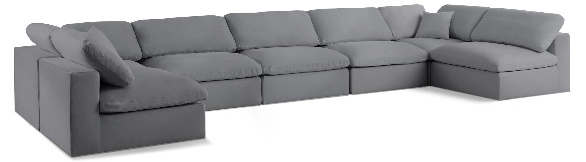Serene Grey Linen Fabric Deluxe Cloud Modular Sectional