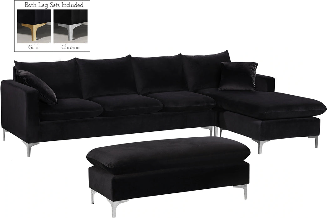 Naomi Black Velvet 2pc. Reversible Sectional