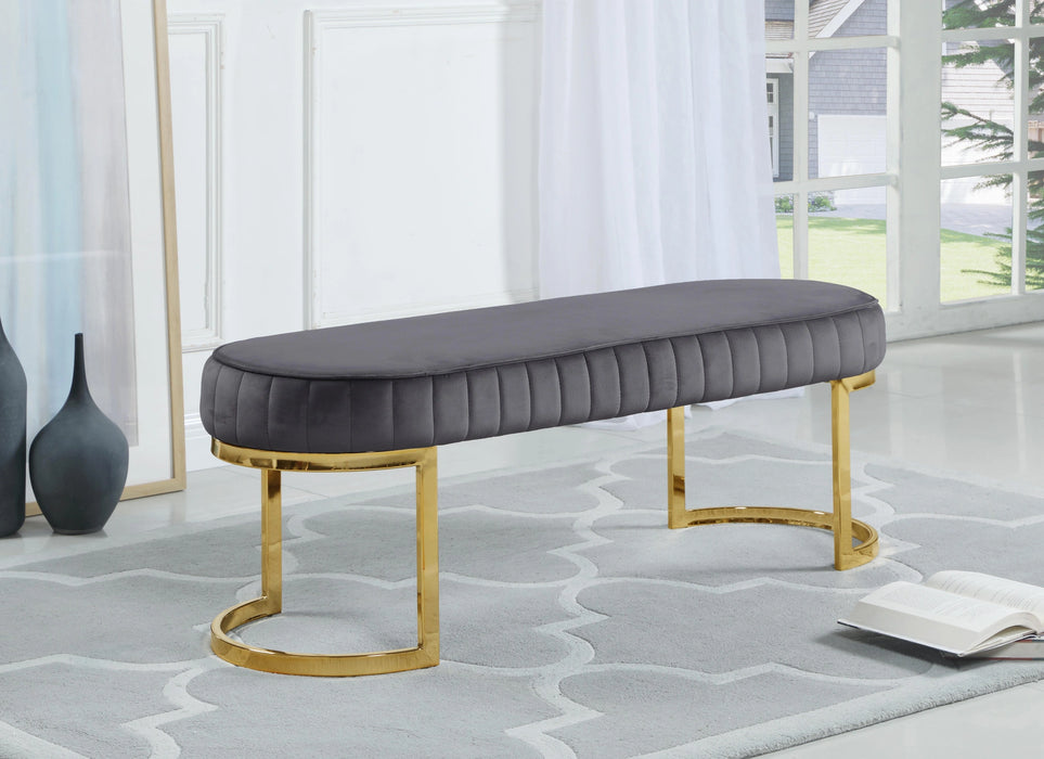 Lemar Grey Velvet Bench