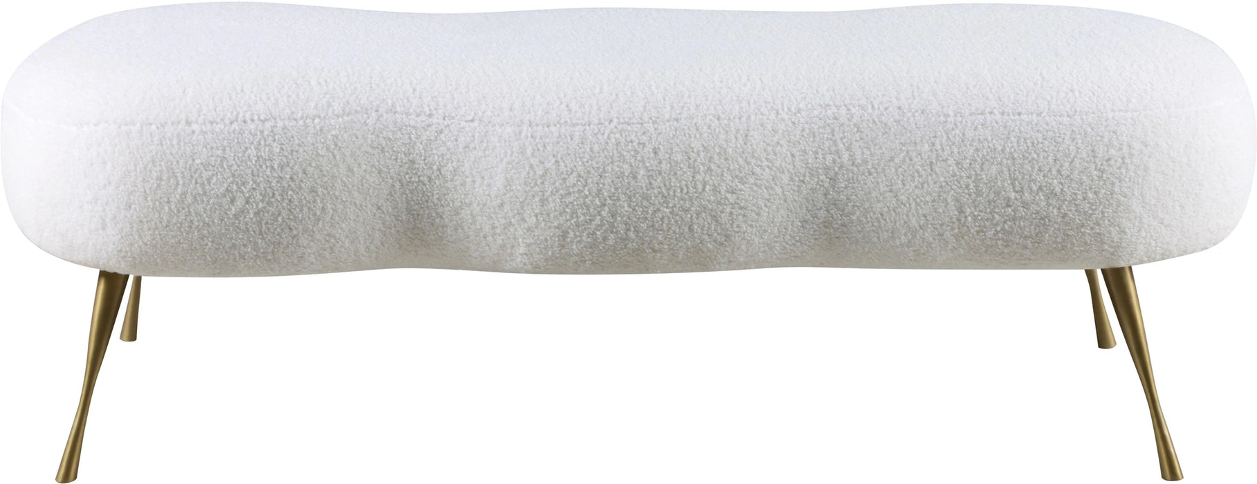 Nube White Faux Sheepskin Fur Bench