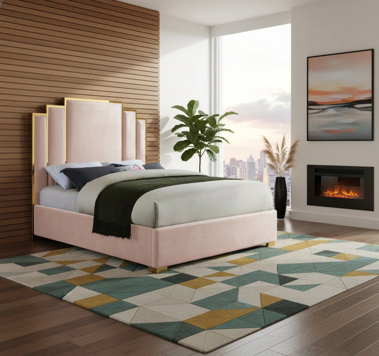 Hugo Pink Velvet King Bed