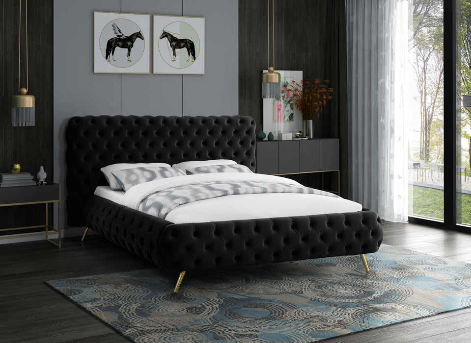 Delano Black Velvet King Bed