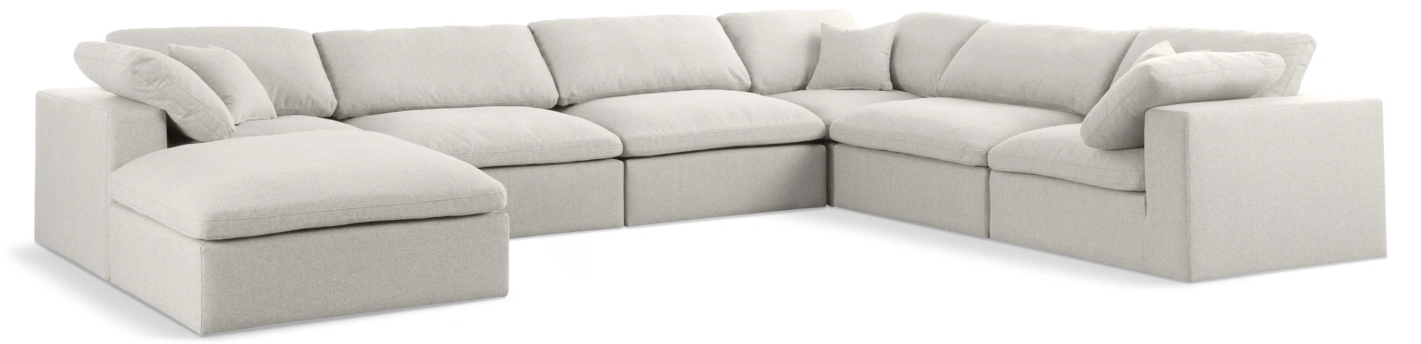 Serene Cream Linen Fabric Deluxe Cloud Modular Sectional