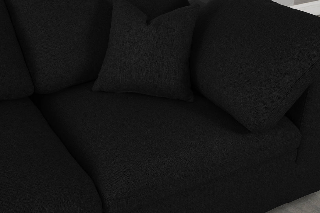 Serene Black Linen Fabric Deluxe Cloud Modular Sofa