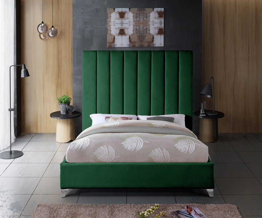 Via Green Velvet King Bed