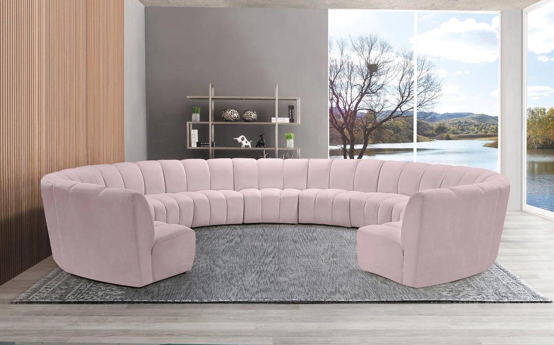 Infinity Pink Velvet 11pc. Modular Sectional