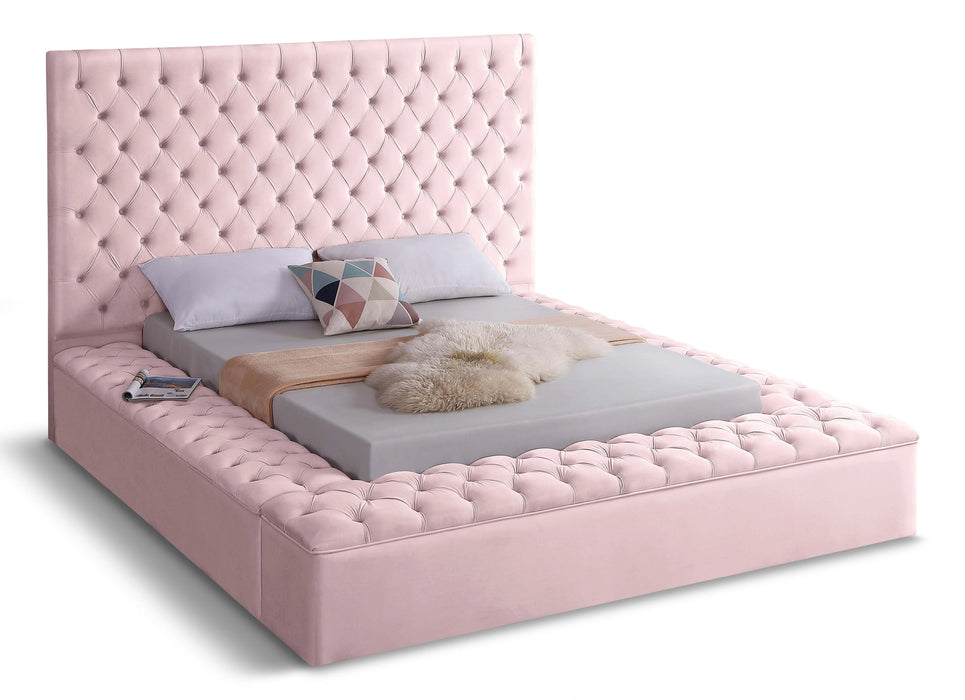 Bliss Pink Velvet Full Bed (3 Boxes)
