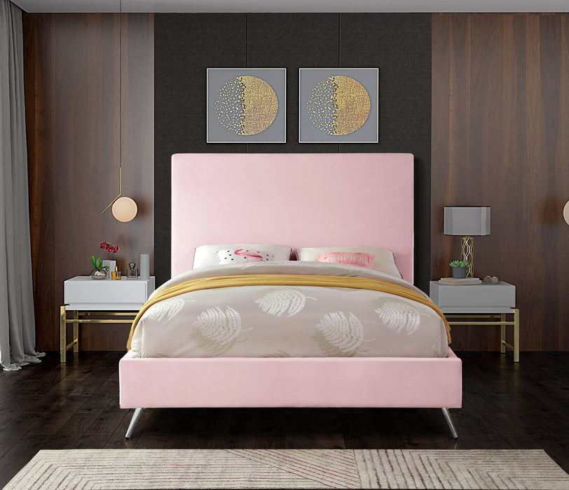 Jasmine Pink Velvet Queen Bed