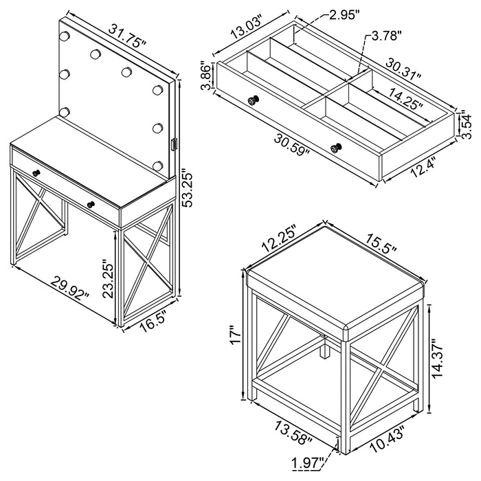 Eliza Makeup Vanity Table with LED Mirror and Stool - Just Furniture (PA) - Multi Location
