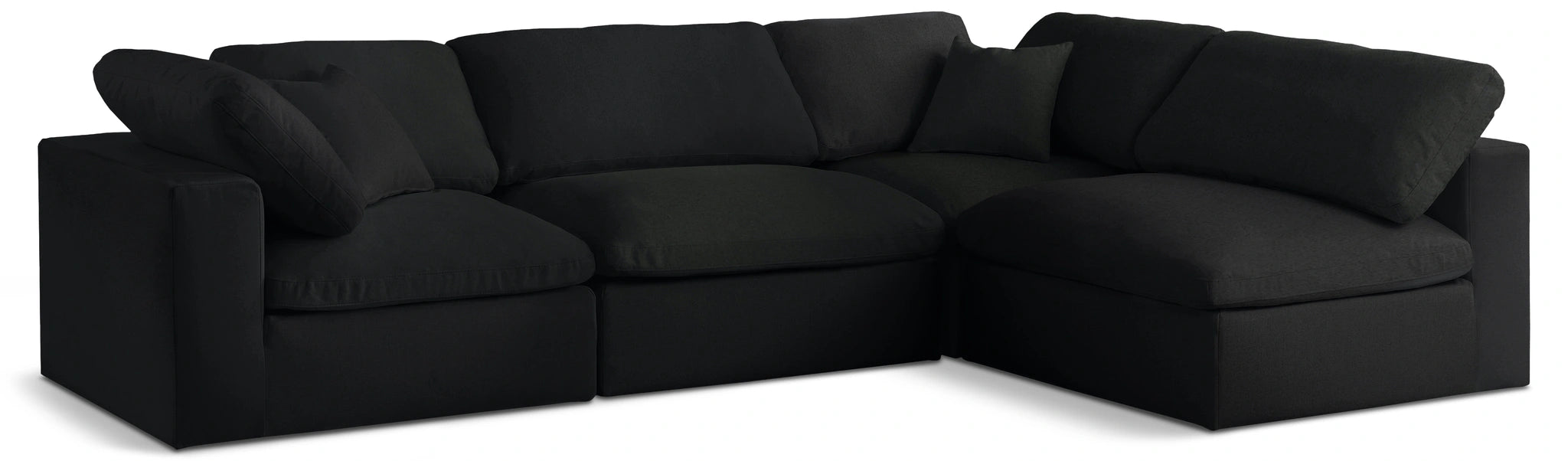 Serene Black Linen Fabric Deluxe Cloud Modular Sectional