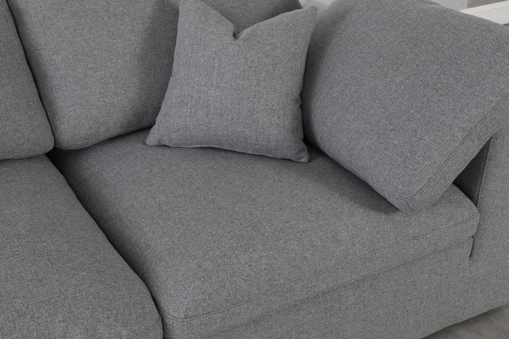 Serene Grey Linen Fabric Deluxe Cloud Modular Sectional