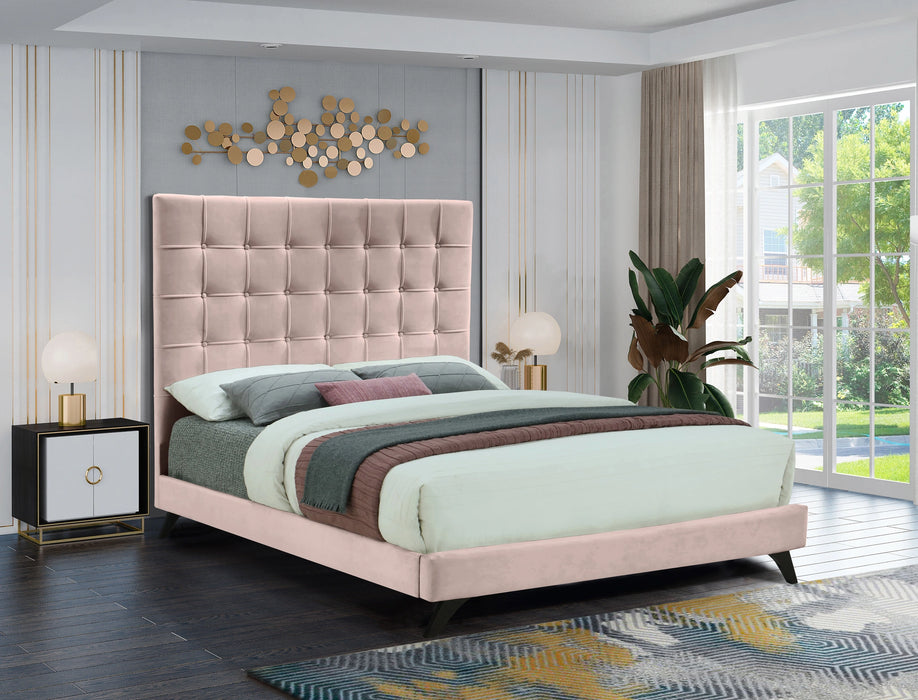 Elly Pink Velvet Full Bed