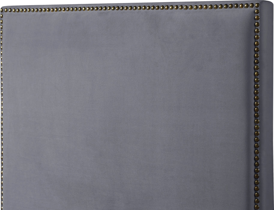 Harlie Grey Velvet King Bed