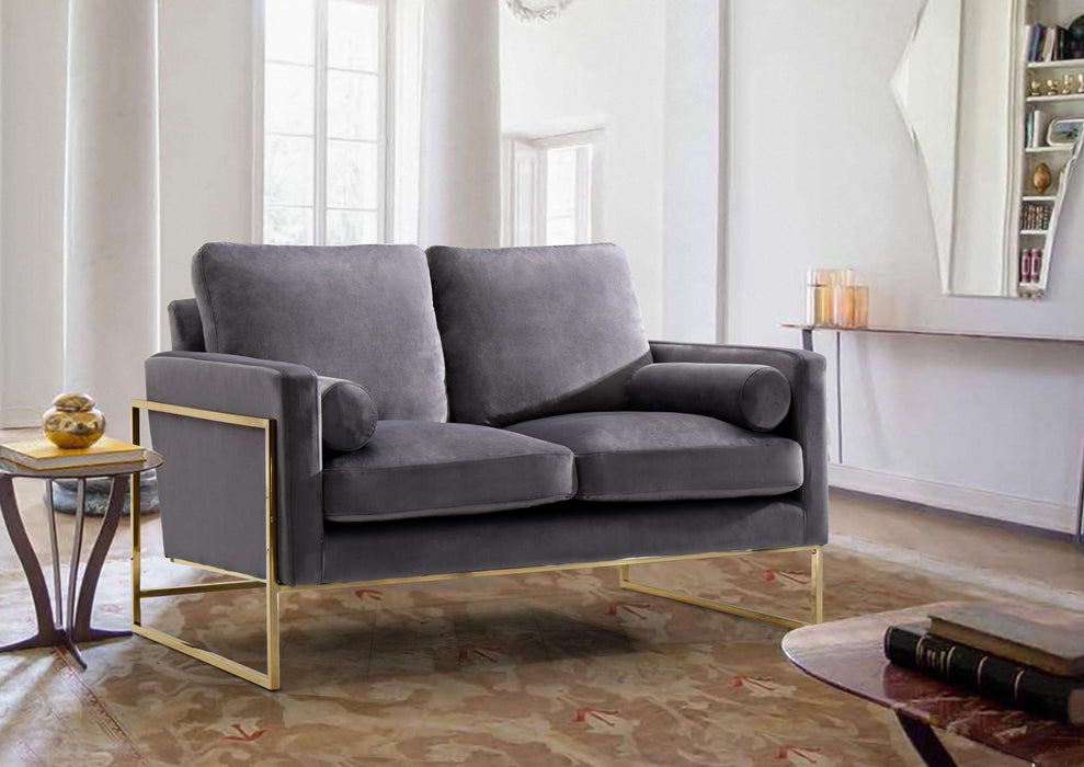 Mila Grey Velvet Loveseat
